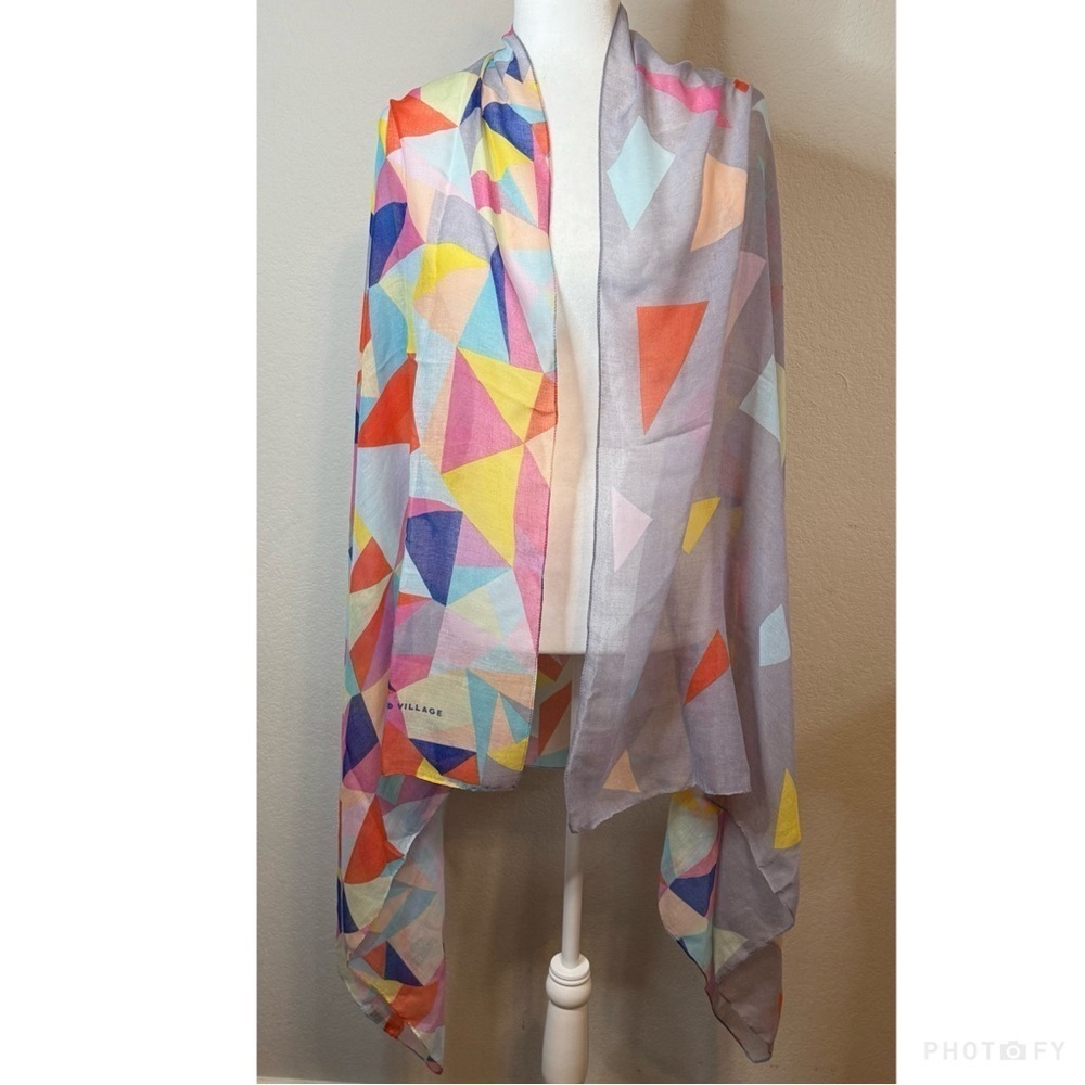 Printed Village Rainbow Geometric Lightweight Scarf Wrap